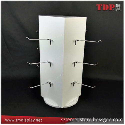 Manufacturer custom Rotating Spinning Acrylic Display Racks with 12 pcs Metal Hooks